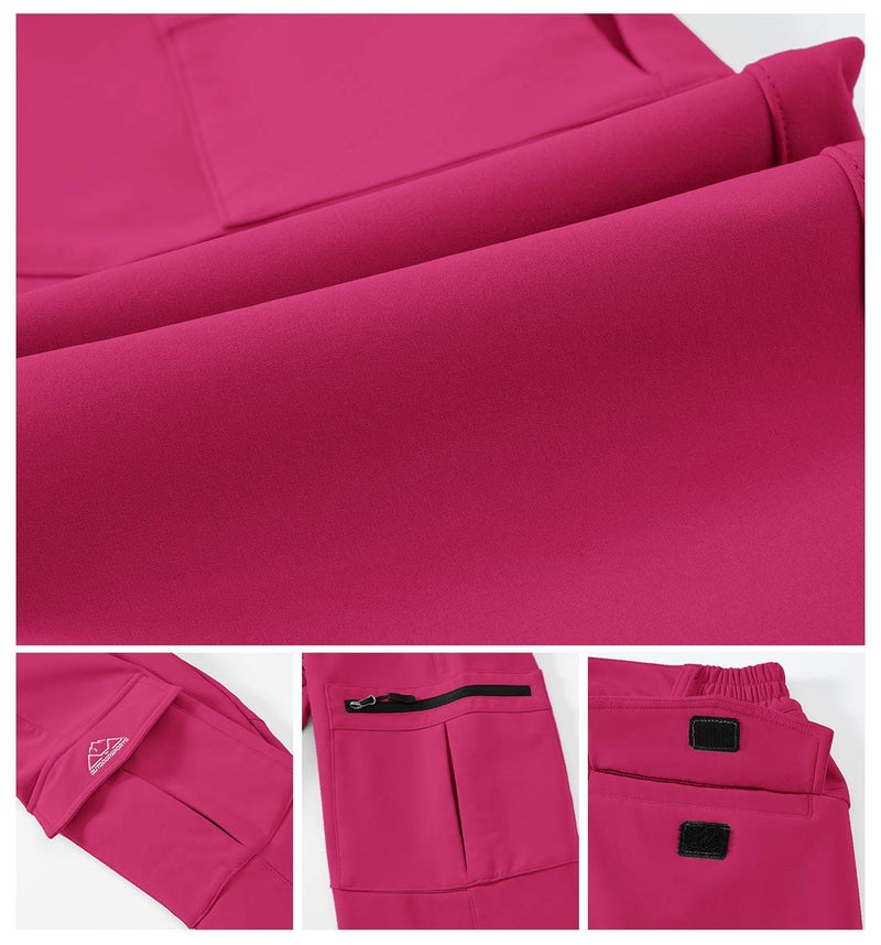 Gopune Women's Snow Ski Waterproof Softshell Snowboard Pants Outdoor Hiking Fleece Lined (Rose Red,L) - Image 5
